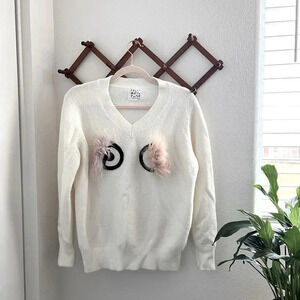 J.Crew White Wool Blend Sweater Small Pullover Crewneck Classic Preppy